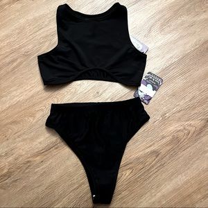 Freedom Rave Wear FRW Black Set (Brazilian Bottoms and Teaser Top)